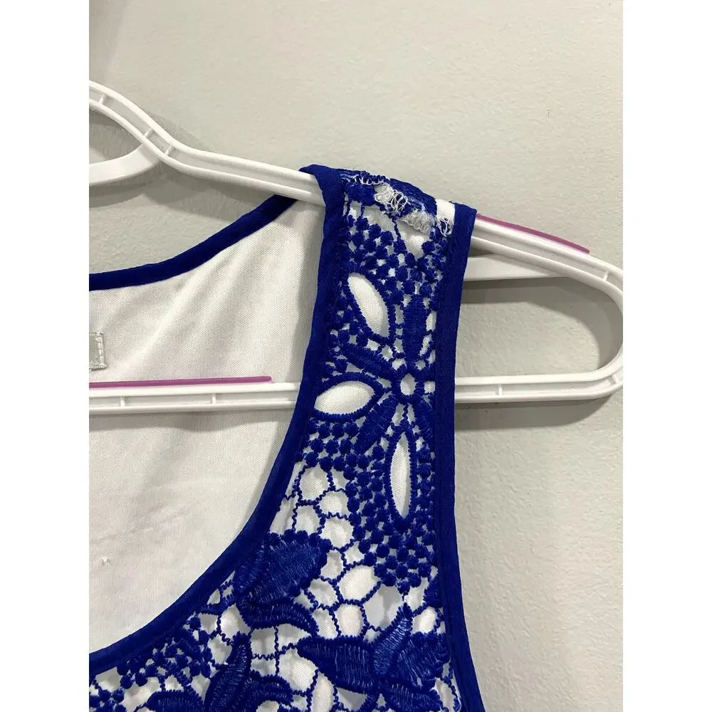 Adore Blue to white Ombre Lace Sleeveless Dress Size Small - Picture 10 of 11